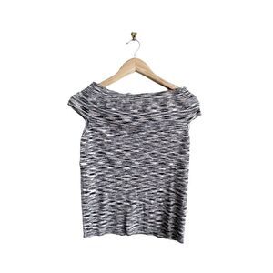 525 America Off The Shoulder Sleeveless Variegated Black Tan White Women's M